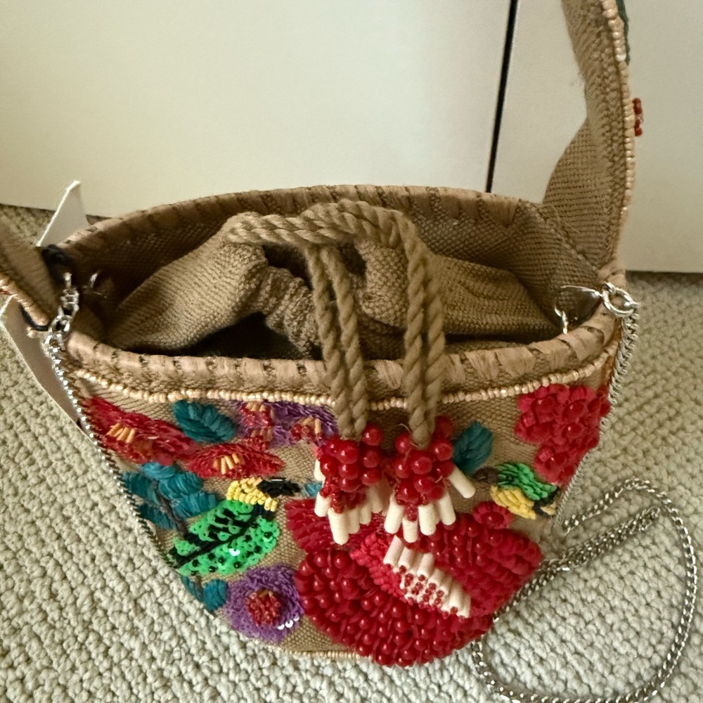 NWT ZARA BEADED BASKET BAG - Picture 14 of 16